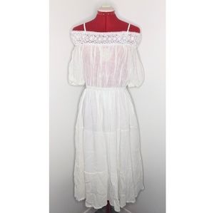 Chicwish | Ivory Cold-Shoulder Midi Summer Dress